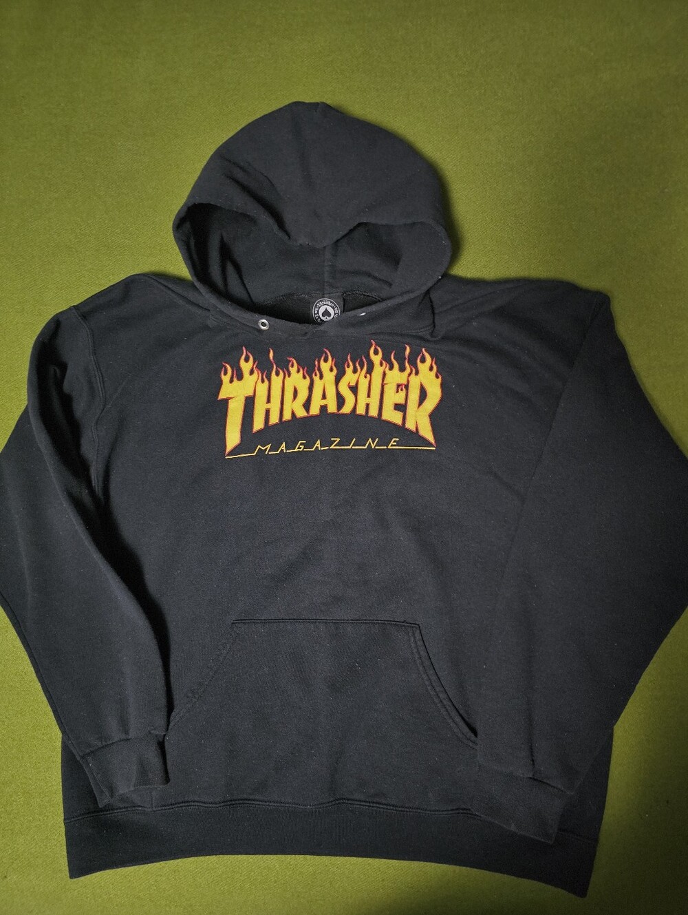 Thrasher Black Hoodie with Flame Logo